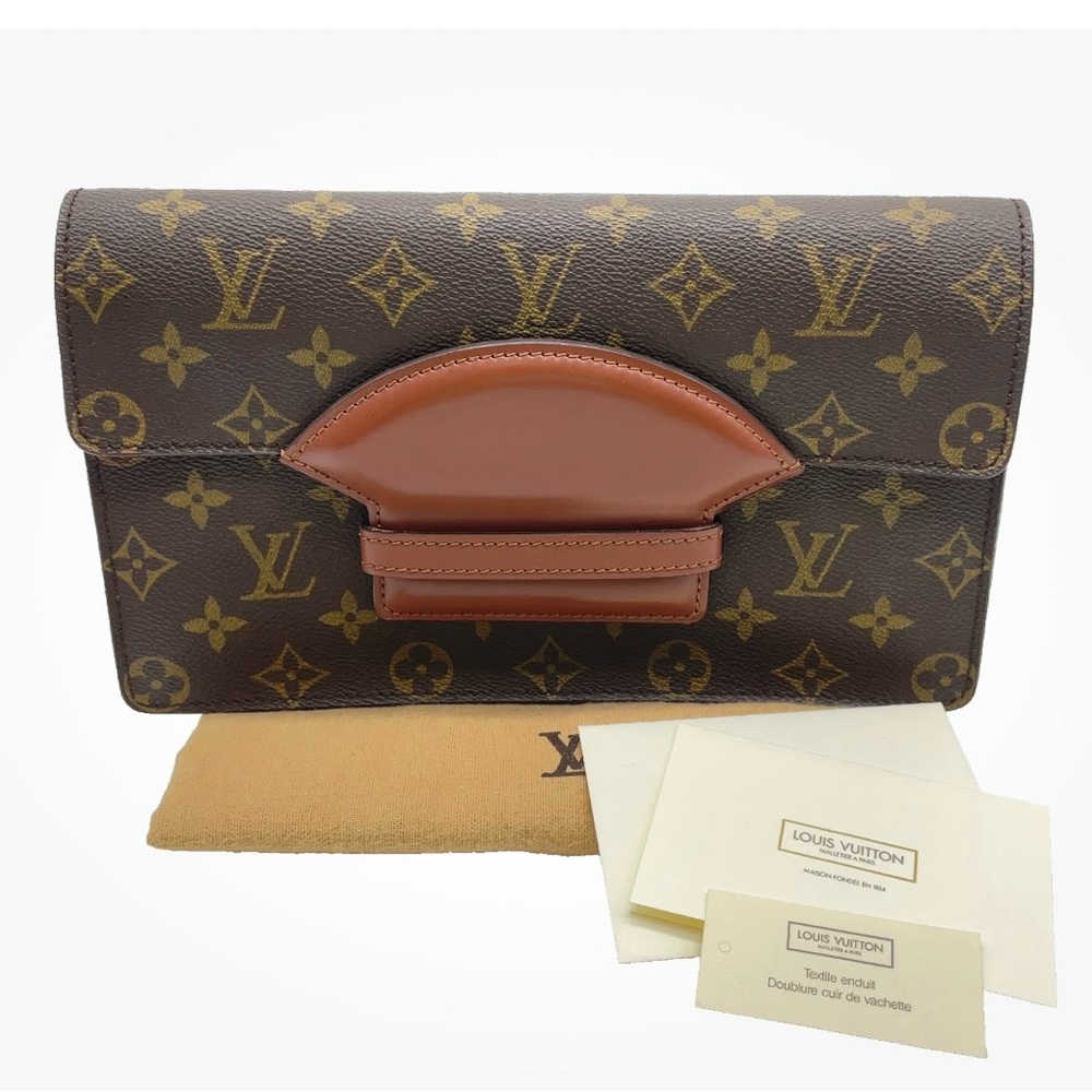 Louis Vuitton Brown and Tan Monogram Clutch